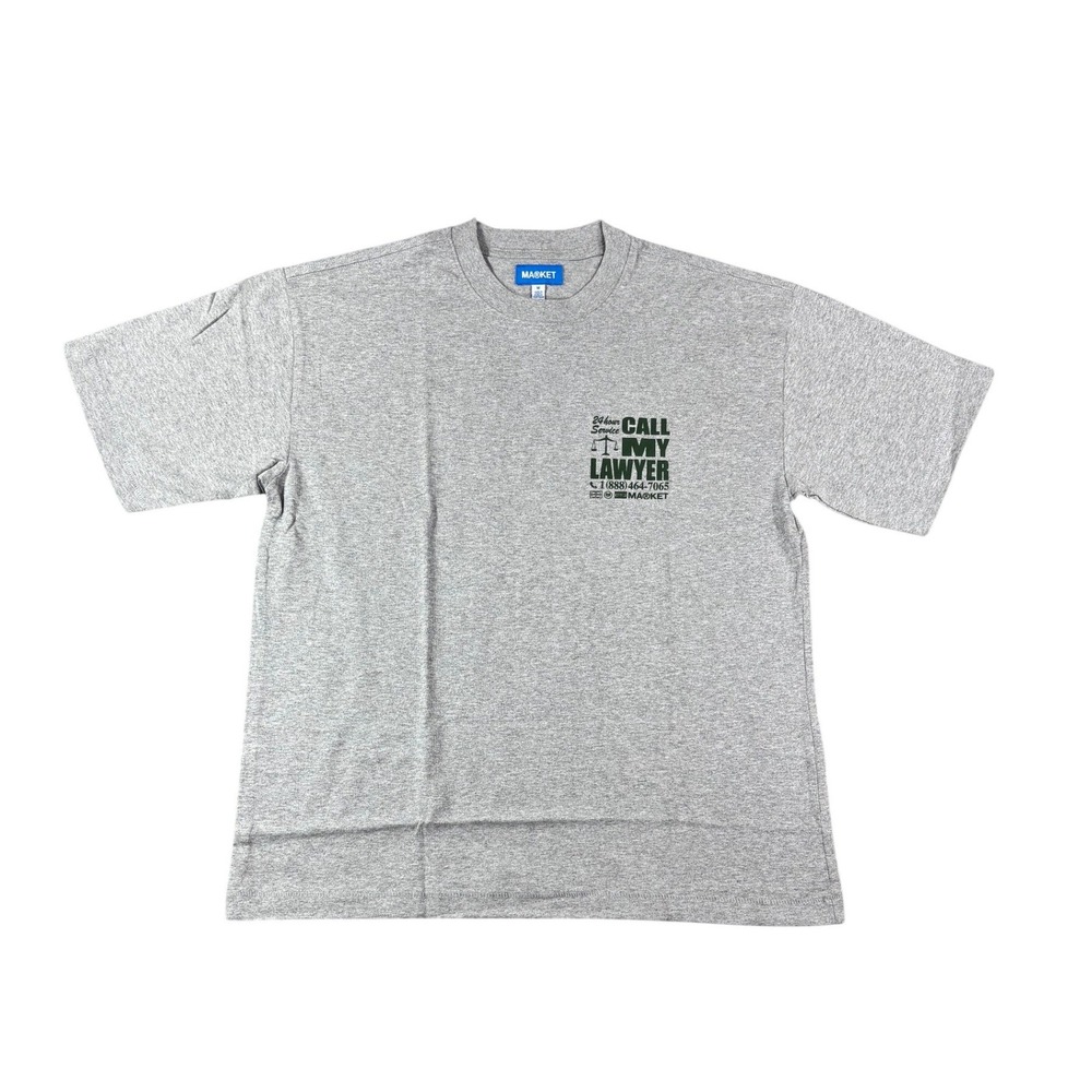 Market Call My Lawyer Graphic T-Shirt Mens Medium Grey Streetwear New